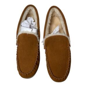J. Crew Suede Sherpa Moccasin Slippers. Size 13.